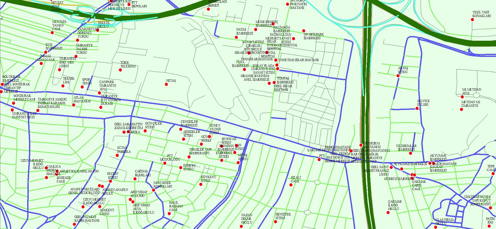 Önemli sokak ve noktalar haritası